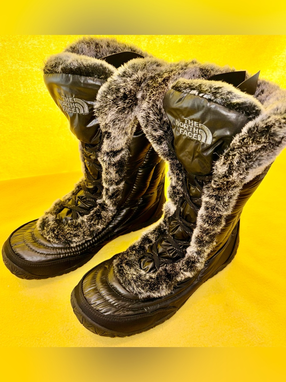 The North Face - Appy - Black Faux Fur Insulated Winter Snow Boots Size 9.5